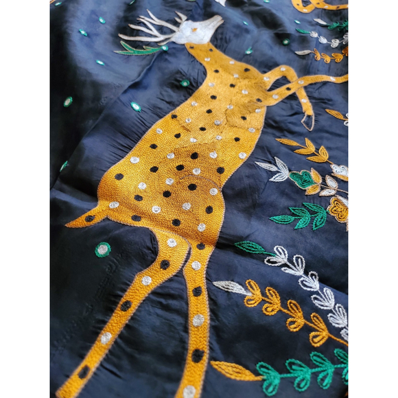 Women Pure Silk Hand Embroidery Saree Handloom Designer Aari Work - Picture 16 of 16